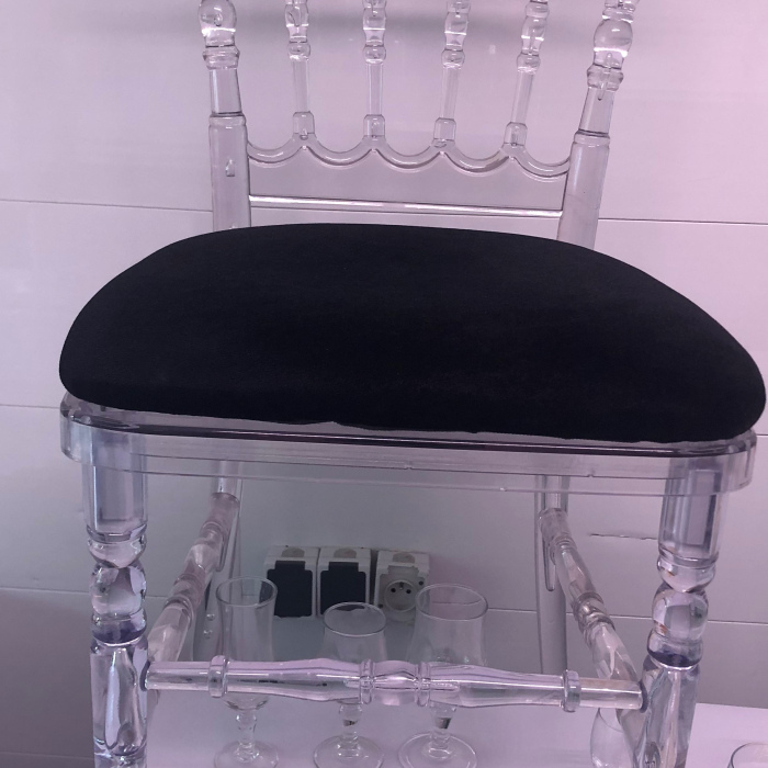 Chaise Napoléon III cristal assise noire